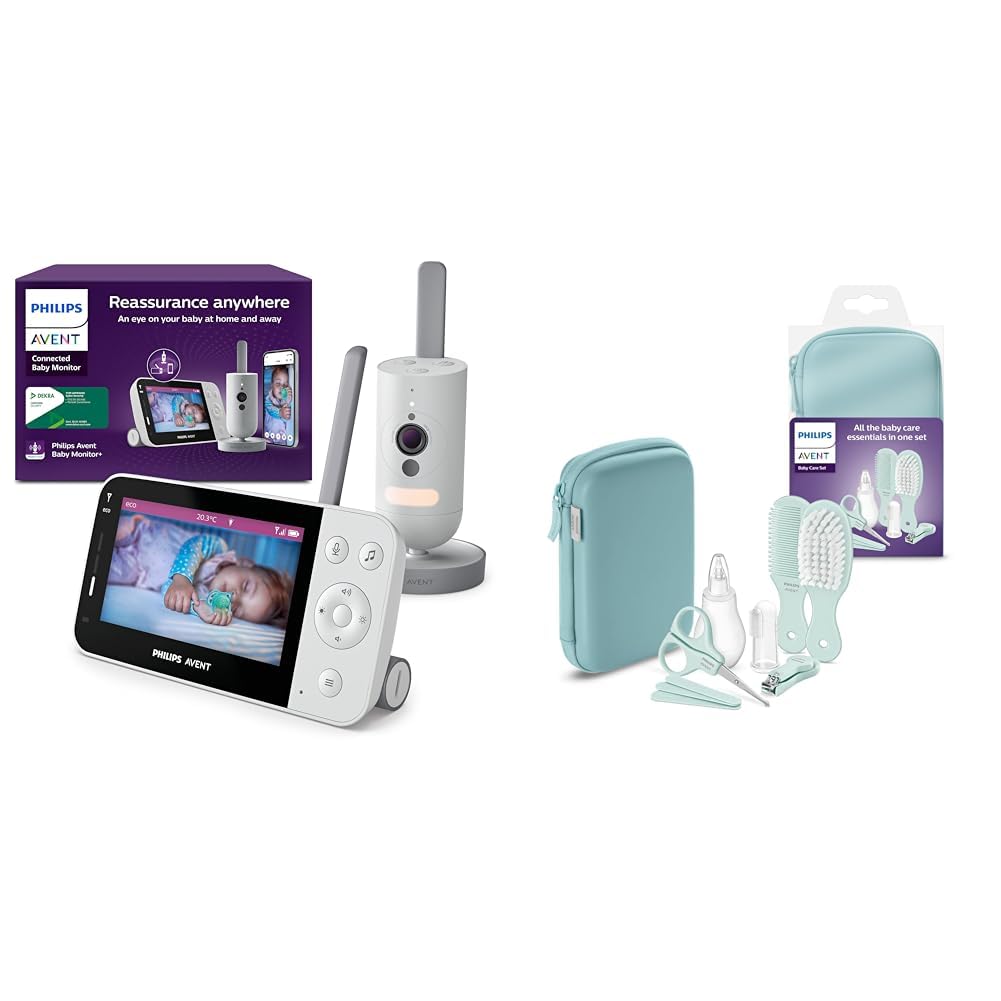 AVENT Set aus Philips Connected Videophone mit WLAN, Infrarot-Nachtsichtfunktion & Schrei-Erkennu...