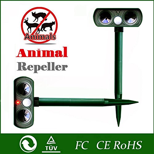 Ultraschall Solar Powered, Tier Repeller mit PIR Sensor, Pest Repeller, Katze Mole Dog Fox Deer Nagetier Abwehr für Bauernhof / Garten / Hof / Rasen Outdoor