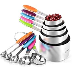 U-Taste Tasses Mesurer Cuillères Mesurer Lot de 10/5 Tasses + 5 Cuillères Cuillère Doseuse en Acier Inoxydable 18/8 Measuring Cups Set AVCE Poignées en Silicone Ustensiles de Cuisine