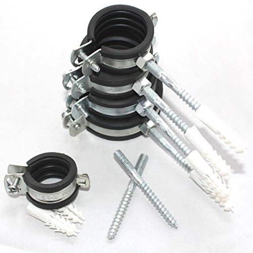 10x Rohrschelle 32-36 mm 1" Zoll incl.Stockschraube M8x80 und Dübel ER-BI®