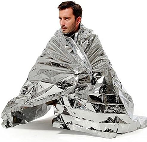 Marbeine Rescue Blanket Pack of 10 pcs durgence Cover Keep Body Heat Thermal Mylar Blankets, Waterproof for Hiking Camping First Aid Kit (210 x 160 cm), silver