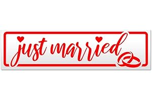 ‎KIWISTAR Kiwistar Just Married Ringe Hochzeit Magnetschild Schild magnetisch - 30cm Rot - Magnetfolie für Auto PKW Kfz