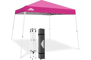 EAGLE PEAK 3m x 3m Slant Leg Pop-up Canopy Tent Instant Outdoor Canopy Easy Set-up Folding Shelter, Pink