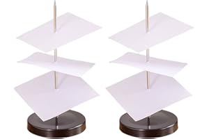 KARELLS Ticket Spike, Receipt Spike Holder, 2pcs Desk Receipt Holder, Metal Receipt Spikes with Round Base, Black Paper Memo Holder, Metal Bill Holder, Straight Rod Spike for Restaurant, Kitchen