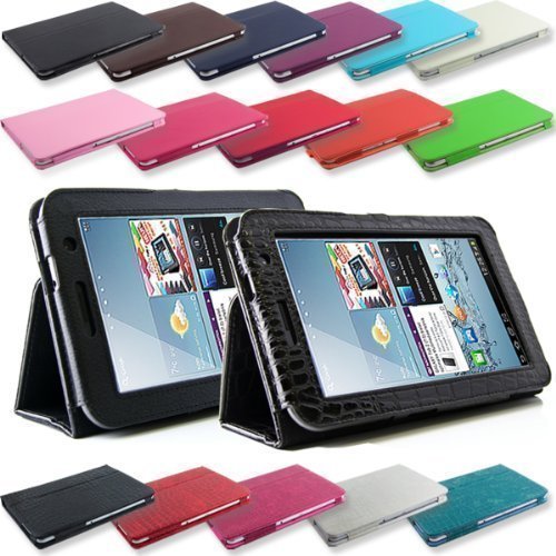Design 7.0 Tab 2 Tasche SAMSUNG GALAXY TAB 2 7.0 P3100 P3110 Hülle Schutz Etui Tasche Cover Case mit Ständerfunktion (Dunkelblau)