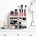 Beautify Make Up/ Jewellery Organiser - Large Clear Acrylic Storage Box , Cosmetic Stand with 3 Drawers, 21 Brush/Lip Gloss Holders & 6 Individual Top Sections