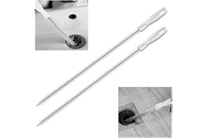 AUMUA Cepillo Limpia Tuberias, Cepillo de Limpieza para desagüe, Herramientas Limpieza Drenajem Flexibles, para Cocina/baño/bañera y Lavabo, Cerdas de Nailon en Espiral - 2 Paquetes (Blanco, 45cm)