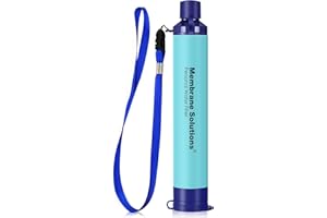 Membrane Solutions Water Filter Straw, 0.1 Micron Personal Water Filter Survival Portable Gear, NSF/ANSI 42&372&401 certificated, for Camping, Hiking, Travel, Emergency Preparedness, Blue, 1 Pack