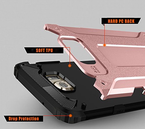 Funda Galaxy S7 Edge  Pasonomi    Pesada   Doble Capa  Carcasa de Protecci  n Hibrida Armadura Funda para Samsung Galaxy S7 Edge  Oro rosa 