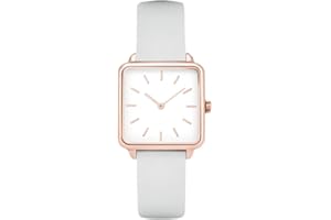 Basfur Montre-Bracelet pour Femme, Montre à Quartz analogique de Conception Classique pour Femme avec Bracelet en Cuir Respirant