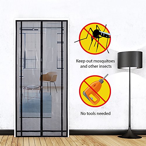 Sekey Magnetvorhang zum Insektenschutz, idealer magnetischer Fliegengitter für Balkontür, Kellertür, Terrassentür (zuschneidbar in Höhe und Breite) durch kinderleichte Klebemontage, schwarz - 2