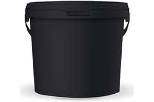 POSH Seau avec couvercle – Noir, plastique, adapté aux aliments, anti-fuite, inodore, robuste, stable, hermétique, seau avec poignée (1, 3L)