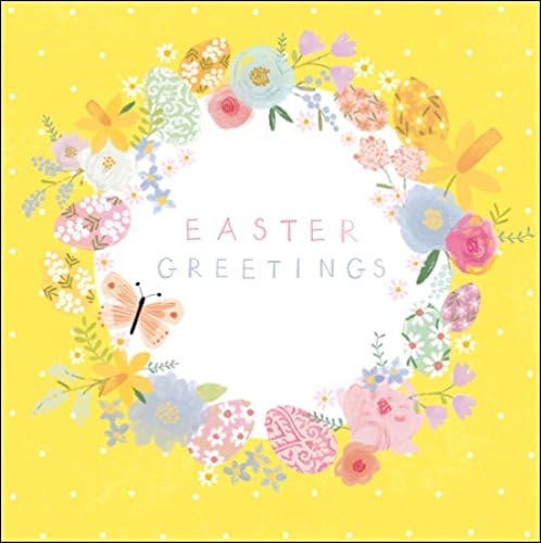 Pack of 5 Pretty Easter Greetings Cards In Same Design Square