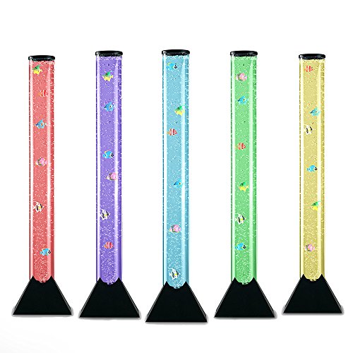 Preisvergleich Produktbild 80cm Wassersäule aus Kunststoff mit farbwechselnden LED-Lichter, künstlichen Fischen, und Blasemströmung - Stehlampe