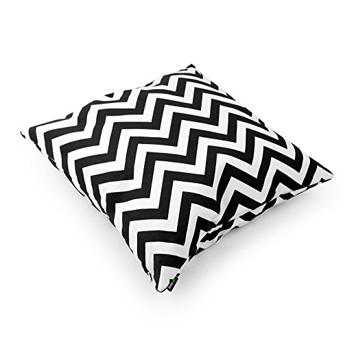 Laviervert quadratischer Kissenbezug, Zickzack Fraktalbildmuster Kissenhülle aus Baumwolle und Segeltuch mit schwarz-weiß Streifen，40.5 X 40.5 cm - 2
