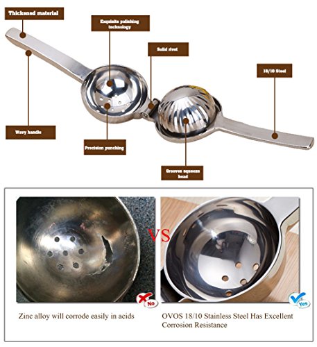OVOS Zitruspresse Zitronenpresse hergestellt aus robustem 18/10 Edelstahl- Zitronen- und Limettensaftpresse für ein maximales Ergebnis BPA-frei und spülmaschinenfest - 3