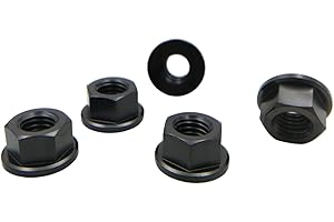 RISON-Titanium Lot de 5 Écrous à Bride en Titane M10x1.25mm, Écrou de Roue de Chaîne DIN1661, Écrous Hexagonaux avec Bride Écrous de Verrouillage Écrous D'arrêt Écrous de Pignon pour Moto, Vélo