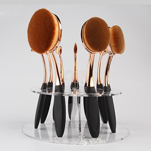 Gazechimp 10 Loch Oval Make-up Bürstenhalter Trocknerrack Veranstalter Kosmetikregal - Klar