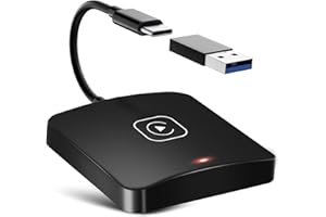 Podofo Bezprzewodowy adapter Carplay, 2023 Upgrade Wireless Carplay Dongle do większości samochodów, Plug & Play, Convert Wired CarPlay na Wireless 5 GHz WiFi do większości samochodów