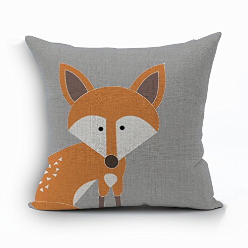 Nunubee Süße Tiere Kissenbezug 45*45cm Baumwolle Leinen Dekor Kissenbezüge Kissenhülle, Fuchs
