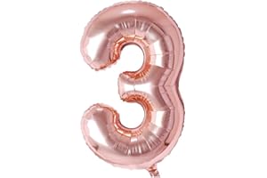 Vthoviwa 40 Zoll 17 Farbens Luftballon Zahlen 3 Rosegolden, Luftballon 3. Geburtstag Foil Ballon, 0123456789,10-19,20-25,30,40,50,60,70,80,90, Folienballon 3 Party Dekoration Helium Unterstützen