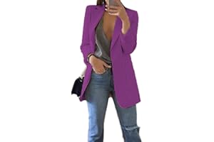 Angel ZYJ Blazer Elegante Donna Manica Lunga Blazer Lunga Aperto Davanti Tinta Unita Elegante Ufficio Business Carriera Giacca Eleganti per Ragazze e Donna