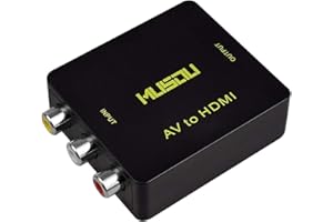 OZVAVZK Musou Mini Convertisseur 3RCA Composite CVBS AV vers HDMI Adaptateur pour ps3 Xbox Xbox360 Blu Ray Sky HD VHS VCR DVD DVR HDTV 720P/1080P