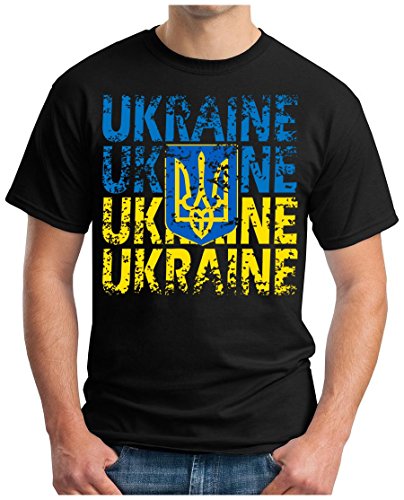 OM3 – UKRAINE – T-Shirt UKRAJINA EM 2016 FRANKREICH FRANCE FUSSBALL FANSHIRT SOCCER CUP SPORT TRIKOT EUROPAMEISTER, 4XL, schwarz