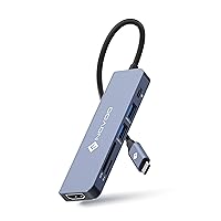 NOVOO USB C Hub, 6 in 1 Aluminum USB C Adapter with HDMI 4K Adapter, USB C Power Supply, SD and Micro-SD Card Reader and 2 US