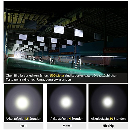 Elekin UC17 Taschenlampe, Superhell 1200 Lumen Cree LED Taschenlampe mit starkem Licht [Wasserdicht] [Bruchsicher] [300M Bestrahlungsabstand] – tragbare Taschenlampe ereignet für Indoor und Outdoor. - 6