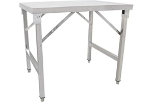 Beeketal 'BA90-70K' Stainless Steel Kitchen Work Table Foldable with 110 kg Load Capacity and Adjustable Feet Dimensions Folding Table Assembled (L x W x H): Approx. 900 x 690 x 800 mm