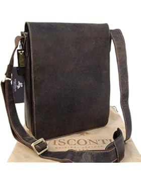 Große braune Organizer-Umhängetasche aus Leder von Visconti (18410) - GRÖßE: B: 25 H: 30 T: 7 cm