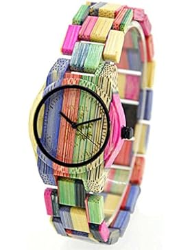 Bewell Damen Bambus-Holz-Armbanduhren Hohe Qualität Quarz Analog Uhren Natürlichen Stil mit Bunten