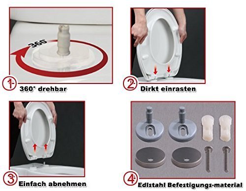 WOLTU WS2543 Toilettensitz Wc Sitz Absenkautomatik, Kunststoff, Fast Fix/Schnellbefestigung, Softclose Scharnier, Antibakteriell - 7