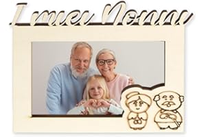 Pekiedo Cornici Portafoto in Legno per i Nonni, Idea Regalo Festa dei Nonni, Dimensione 18 x 16 cm, Porta Foto da Tavolo