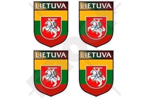 STICKERSWORLD Lituania lituano escudo Lietuva 50 mm (2 pulg.) bumper-helmet de vinilo pegatinas, calcomanías x4