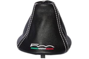 The Tuning-Shop Ltd Cuffia per ingranaggi compatibile con Fiat 500 500C in pelle, vari colori da ricamo disponibili (ricamo in pelle bianco)