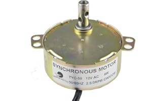 CHANCS TYC-50 Moteur à engrenage synchrone 12V AC 2.5-3RPM 4W arbre plein CW/CCW Petit Moteur électrique pour Ventilateur, Projet scolaire Couple 9.5kgf.cm