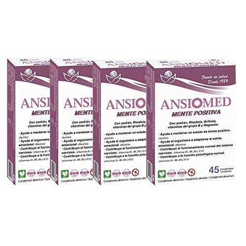 Bioserum - Pack Ahorro 4 Uds. x Ansiomed Mente positiva 4 x 45 Cápsulas (Total 180 Cápsulas) - Manten tu ansiedad y estado de ánimo bajo control