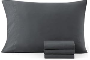 Casa Platino 4 Pack Pillow Cases - Standard Size 50x75 cm - Pre-Washed 100% Brushed Microfiber with Envelope Closure – Wrinkle Resistant and Soft - Charcoal