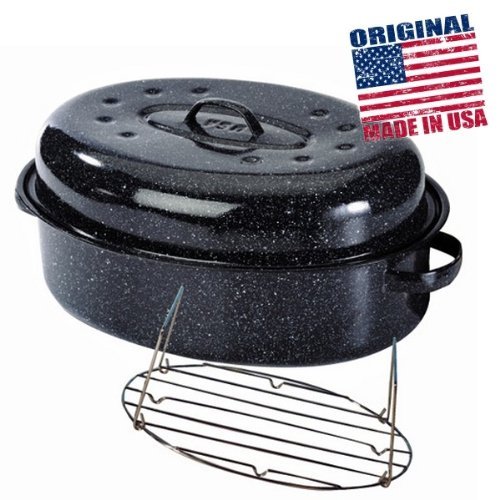 Warmcook - 6106+2007 - Cocotte ovale en acier carbon 33x20cm + grille roaster graniteware