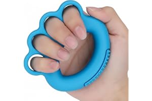 BRAMBLECO Blue Hand Grip Strengthener and Finger Exerciser, Silicone Stress Ball for Adults and Kids, Hand Squeeze Trainer for Arthritis, Hand Therapy and Finger Training for Elderly and Rehabilitation