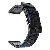 TRUMiRR Für Garmin Vivoactive 3 Armband, 20mm Quick Release Uhrenarmband Woven Nylon Armband Lederarmband für Ticwatch E, Samsung Gear Sport