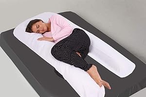 SLEEPDOVE 12Ft U Pillow Body/Bolster Support Maternity Pregnancy Support Pillow with Free Removable Cotton Blend Breathable Zip Cover - Made in UK (White)
