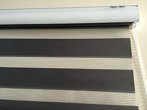 Doppelrollo Duo Rollo Farbe dunkelgrau Breite 180 cm Länge 170 cm mit breiter Beschwerung+ geschlossener Kassette+ Kettenzug Alternative zu Gardine oder Plissee (180) - 2