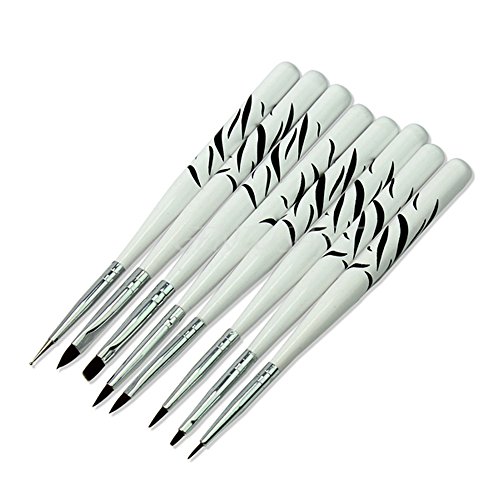 Sunydeal(TM) UV Gel Acrylic Painting Nail Art Design Pen Brush Drawing Painting Dotting Set (8pcs White Nail Art Brush Set)