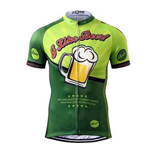 Thriller Rider Sports Hombre I Like Beer Deportes y Aire Libre Manga Corta de Ciclismo Ropa Maillot X-Large