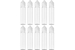 DIY-24H Gorilla Lot de 5 bouteilles de liquide en PET à base liquide Blanc 15/30/50/60/100/120 ml Quantité : 5 ou 10 bouteilles blanches (60 ml, 10 pièces)