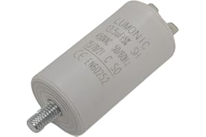 Lumonic Anlaufkondensator 12,5µF 450V | mit Stecker I 34x65mm I 12,5uF I Motorkondensator mit Kunststoffgehäuse I Betriebskondensator I für Pumpen, Rasenmäher, Werkzeuge