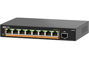HCX Access Switch 2.5Gb 9 Ports Multi-Gigabit, 8 Ports RJ45/Ethernet 2.5Gb et 1 Port SFP+ 10Gb, Plug and Play, Silencieux et Compact sans Ventilateur, QoS, Non Administrable